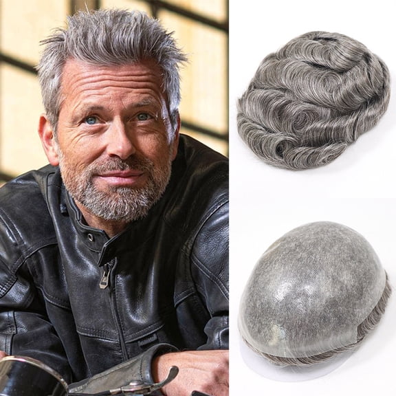 #1B80 Toupee For Men Human Hair 0.04-0.06mm Full PU Men's Capillary Prothesis V-looped Skin Male Hair Piece