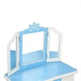 thumbnail image 5 of Kids Vanity Table Stool Set, Toddler Wooden Dressing Table with Tri-Fold Mirror & Drawer, Detachable Large Top, Princess Pretend Play Makeup Dresser for Little Girls (Blue), 5 of 7