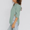 thumbnail image 5 of Summer Akafmk 3/4 Sleeve Shirts for Women,Summer Womens Cotton Linen Tunic Tops,Casual Solid Color V-neck Hem with Side Slit Short Sleeved Blouse, 5 of 5