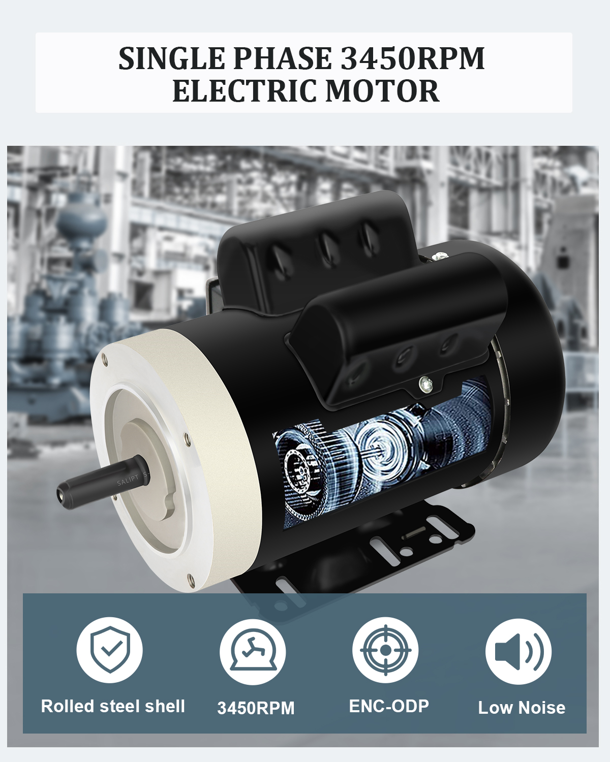 Electric Motor 2HP 3450 RPM General Purpose Single Phase Motor 56C Frame  115V/230V 5/8