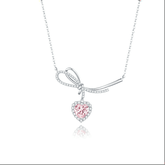 PopTopping Pink Heart Birthstone Necklace Birthday Valentine's Day Christmas Gift