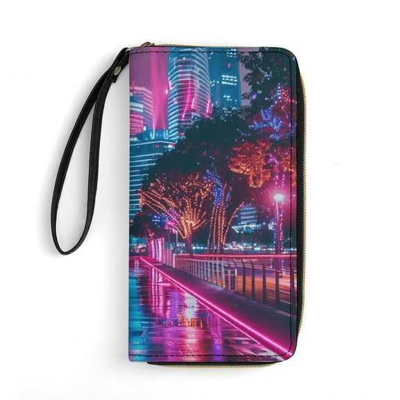 Womens Wallet Bifold Ladies Cluth Bag Wristlet Wrist Strap Long Purse Singapor Design