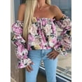 thumbnail image 6 of Printed Off-Shoulder Flounce Sleeve Blouse, 6 of 7