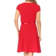 thumbnail image 3 of Women's Casual Solid Flared A Line Swing Dresses Short Sleeve With Belt Trim, 3 of 6