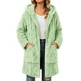 thumbnail image 5 of Fleece Jacket for Women Longline Fluffy Coat with Zipper and Pockets Warm hooded Coat for Winter Daily Use, 5 of 6