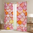 thumbnail image 2 of Manfei Gradient Scale Kitchen Curtains, Kawaii Sea Mermaid Black Out Curtains Pack of 2 (42x63 Each), Orange Pink, 2 of 6