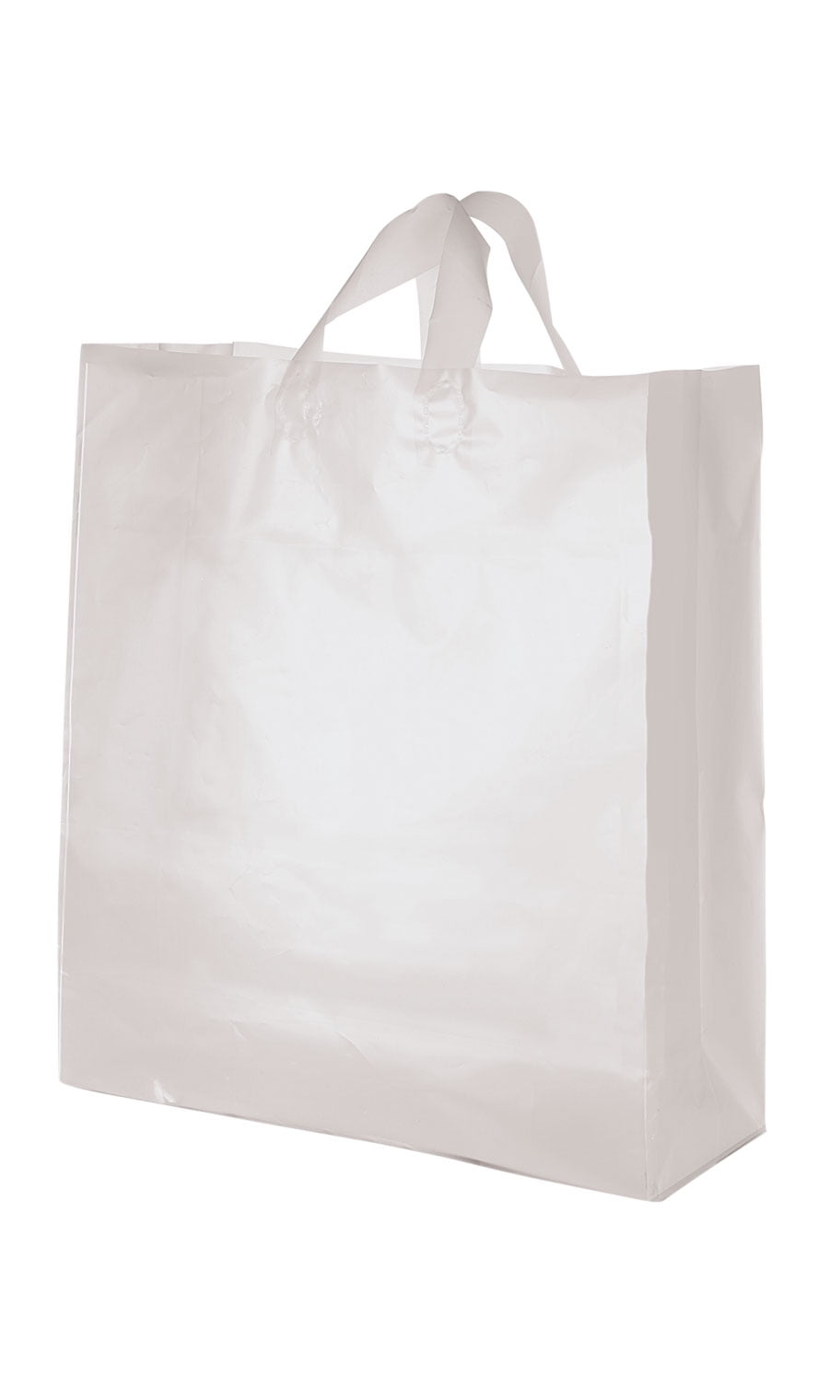 Jumbo Clear Frosted Plastic Shopping Bags 16” x 6” x 19” Case of