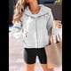 thumbnail image 4 of Sudaderas con Capucha y Cremallera para Mujer, Chaquetas de Forro , Sudaderas de Gran Tamaño, Conjuntos de Moda de Otoño, Suéteres, Ropa de Invierno. Gris L, 4 of 8