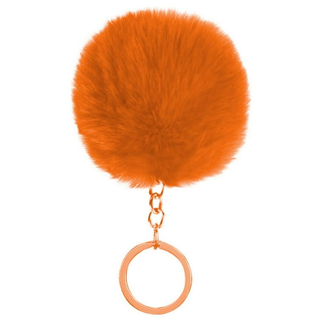 Fuzzy Ball Keychain Supple Comfortable Lovely Key Rings Adorable Practical Key Chains Women for Children Adults Elderly Students Orange 8cm