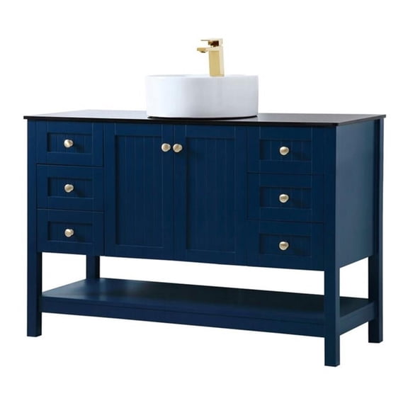 Elegant Decor Ralph 48" MDF Wood and Steel Vessel Sink Bathroom Vanity in Blue