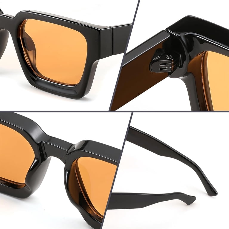 FEISEDY Retro 90s Square Sunglasses for Women Men Trendy 