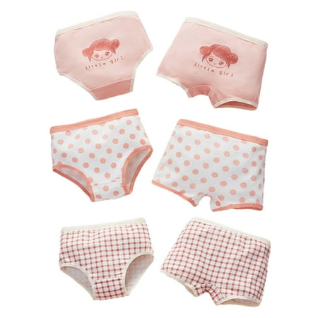 

Godderr 5PCS Kids Baby Girls Cotton Briefs Underwear Cute Print Boxer Panties Everyday Wear Four Corners Shorts for 2-12 Years Old