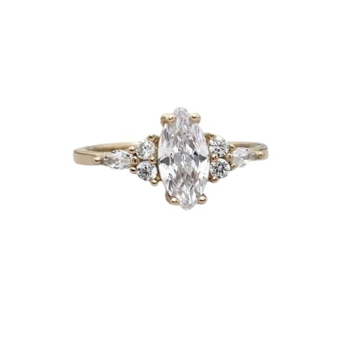 HeartsAndYou 1.5ct Engagement Ring for Women Marquise Cut Moissanite Petite Solitaire 18k Rose Gold Over Silver