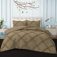 thumbnail image 2 of BedDecor 3 PC Luxury Diamond Ruffle "Taupe, Oversize King" 800 TC 100% Long Staple Egyptian Cotton Made Down Alternative Comforter, 2 of 5