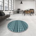 thumbnail image 4 of Ahgly Company Machine Washable Indoor Round Transitional Blue Lagoon Blue Area Rugs, 6' Round, 4 of 7