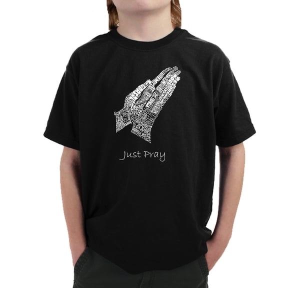 LA Pop Art Boy's Word Art T-shirt - Prayer Hands