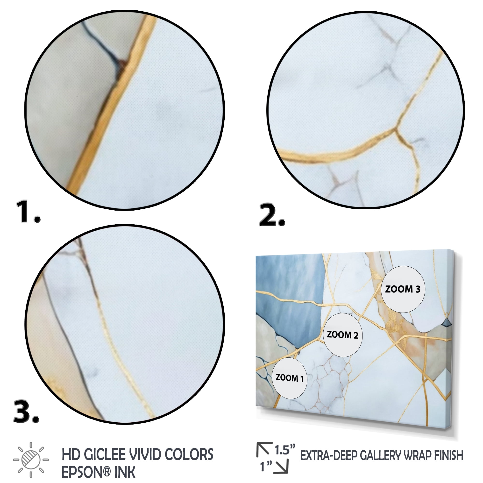 Designart Abstract Geode White I Canvas Wall Art
