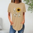 thumbnail image 2 of Tops de Verano de las Mujeres Suelto Ajuste Girasol Impresión Cuello Redondo Suelto 3/4 Manga Superior, Tops de Moda de las Mujeres, 2 of 3