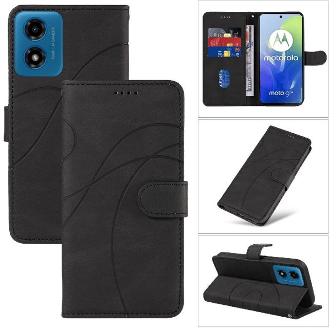 Flip Case For FOXDOCK Motorola MOTO G24 Card Slots and Kickstand Function Skin Feel Leather