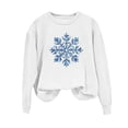 thumbnail image 4 of gbyLJF Women's Snowflake Christmas Sweatshirt Fuzzy Long Sleeve Holiday Tops Festival Travel Fleece Warm Pullover, 4 of 6