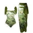thumbnail image 1 of Maillot de Bain une Pièce pour Femmes avec Jupe de Plage, Paréo, Imprimé Floral Rétro, Ensemble Bikini Deux Pièces, 1 of 4