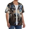 thumbnail image 2 of Sikiie Vintage Blue Floral Wolf Men's Wrinkle Free Untucked Cuban Shirt Business Casual Button Down Shirts Short Sleeve ShirtX-Large, 2 of 5