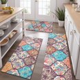 thumbnail image 2 of Multicolor Ethnic Geometric Pattern Kitchen Rugs Sets Of 3,Kitchen Runner Rugs Non Skid Washable,Decorative Kitchen Floor Mats for Kitchen,Sink,Laundry,17"x30"+ 17"x47" + 17"x59", 2 of 6