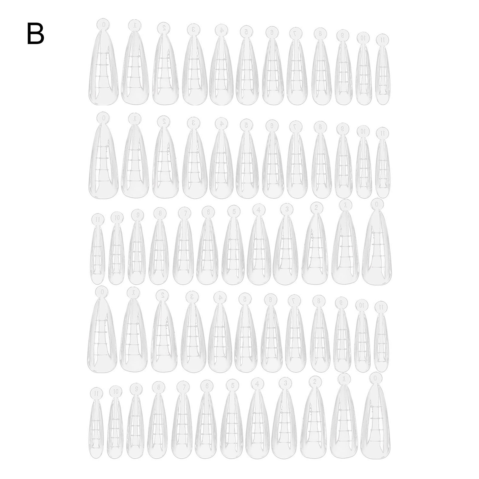 Grofry 60Pcs Artificial Nail Tips Graduated Extend Nails Clear Coffin