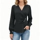thumbnail image 1 of RKSTN Women's Satin Silk T Shirts Oversized Dressy V Neck Elegant Pleated Front Puff Long Sleeve Shirts Womens Casual Solid Plus Size Loose Fits Comfy Formal Business Baggy Work Office Blouses, 1 of 7