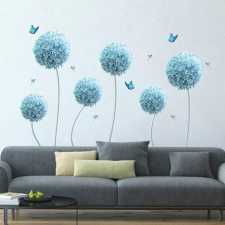 Blue Allium Flowers Wall Decals, Large Wall Decals For Living Room