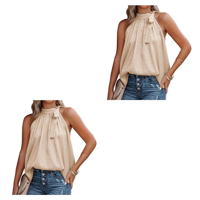 Qarigey Blusa informal sin mangas con estampado, camisa holgada, cumpleaños, boda, aniversario, vacaciones, baile, Top, ropa de verano para viajes Type2 NO2 Qarigey CBP251036
