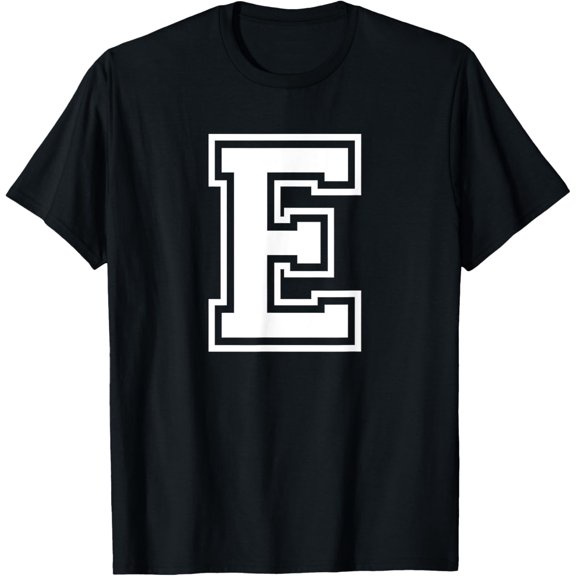 t-shirt Letter E Name Initial Varsity Alphabet Monogram T-Shirt mens,black,women,funny,journey,Crew Neck, Short Sleeve,custom clothing patterns.gift