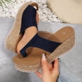 thumbnail image 6 of Lovskoo 2024 Women's Slippers Open Toe with Clip Toeone-Line Platform Toe Wedge Leopard Print Sandals Summer Comfortable Shoe Blue, 6 of 8