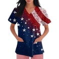 thumbnail image 3 of AHMOMEI 250th Anniversary USA Shirt Women Women Scrub Tops Red White and Blue Women Nurse Uniform with Pocket S-5XL Plus Size Scrubs for Women Tops, 3 of 4