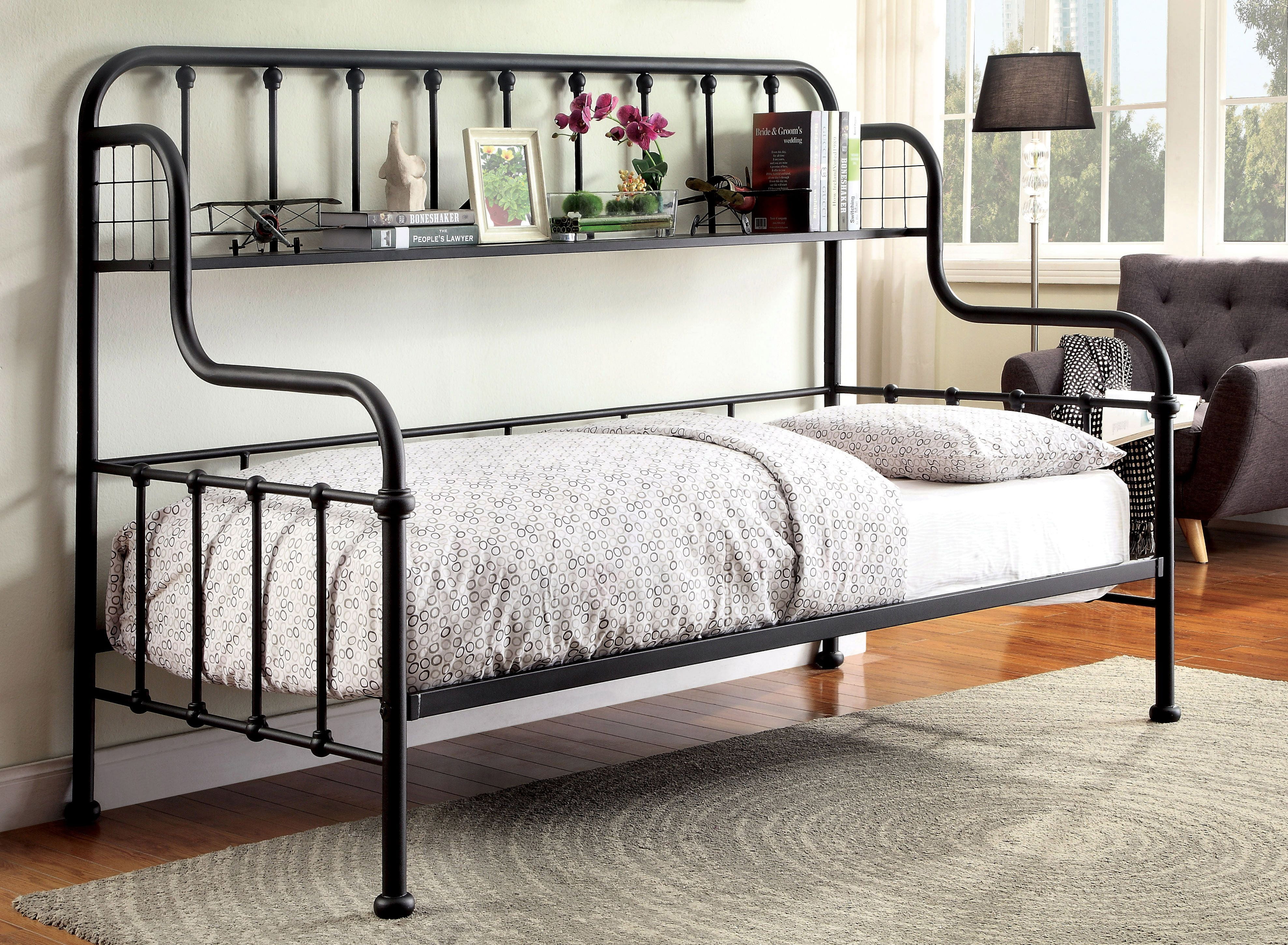 Furniture of America Peck Transitional 1-Shelf Metal Daybed, Black