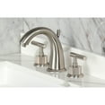thumbnail image 2 of Kingston Brass KS2968KNL Convergent Two-Handle 3-Hole Deck Mount Widespread Bathroom Faucet with Knurled Handle and Brass Pop-Up in Brushed Nickel, 2 of 8