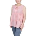 thumbnail image 2 of NY Collection Womens Tiered Sleeveless Blouse Top, Pink, Petite, PXL, 2 of 4