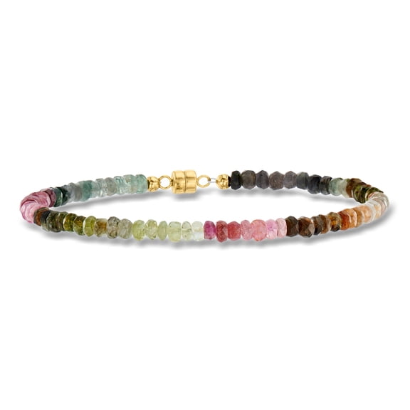 Ross-Simons 20.00 ct. t.w. Multicolored Tourmaline Bead Bracelet With 14kt Yellow Gold Magnetic Clasp, Women's, Adult