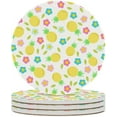 thumbnail image 2 of 4 pcs SKYSONIC Round Drink Coasters Pineapple Summer Flowers Absorbent Ceramic Coaster with Cork Base for Coffee Cups for Home Decor, 2 of 6