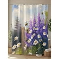 thumbnail image 4 of Purple Spring Floral Stall Shower Curtain, Waterproof Shower Curtains for Bathroom, Watercolor Lavender Bee Daisy Botanical Washable Fabric Cloth Bath Curtain for Bathtub with Hooks 36x72 Inches, 4 of 6