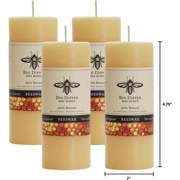 Pure Beeswax Pillar Candle 4 Pack