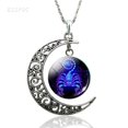 thumbnail image 1 of Collar de 12 constelaciones, signos del zodiaco, cabujón de cristal, colgante de luna creciente, collar de cadena de clavícula, regalos de cumpleaños para mujeres Tan Jianjun unisex, 1 of 2