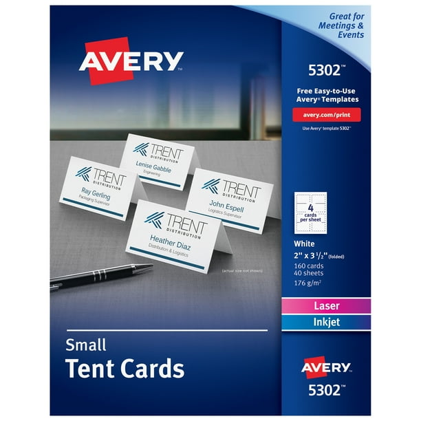 Avery Place Cards Two Sided Printing 2 X 3 1 2 160 Cards 5302 Walmart Com