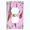 thumbnail image 2 of Metal Light Switch Plate Cover Beaded Feather Flower Strings Pink DRM012, 2 of 13