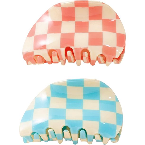 WeiHuan Toys Store Pinzas para el cabello grandes, pasadores de tortuga, pinzas para mujeres, agarre antideslizante, diseño de celosía, pinzas para el cabello, pinzas estéticas, pinzas a cuadros, acce