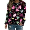 thumbnail image 2 of Qertyioot Chandail de la Saint-Valentin pour Femmes, Blouse à Manches Longues Imprimée Col Rond Tunique Décontractée, 2 of 5