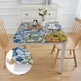 thumbnail image 2 of BANET Block Print - Washable Cloth Dinner Square table cloth - or Dinner Party and Events - White and Blue Indian Fabric by Craftbot white, 2 of 7