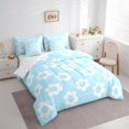 thumbnail image 3 of Homewish Cute Cartoon Floral 7-Piece Bedding Comforter Set,Abstract Daisy Blossom King Bedding Sets,Blue White Bed Sheets For Kids,Super Cozy Room Decor Reversible, 3 of 8