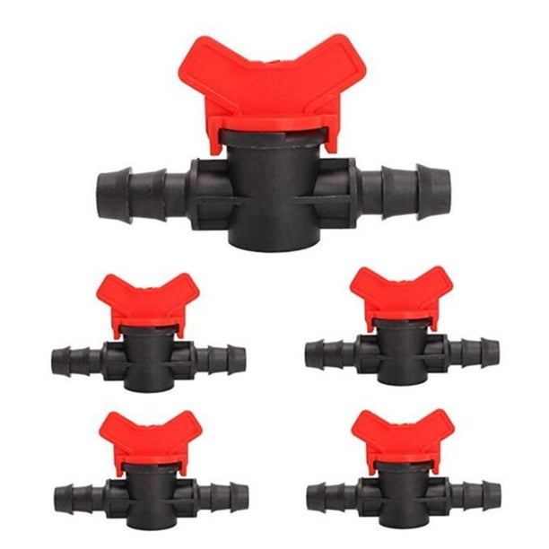 Válvula de interruptor de riego por goteo de 5 piezas para tubo de riego de 16mm, conectores de manguera válvula de púas adecuada para jardín agrícola