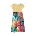 thumbnail image 5 of YOUYEDIAN Hawaiian Plus Size Spring Teen Dresses Palm Tree Print Crewneck Tshirt Dress Little Girls Patchwork Dress Short Sleeve Beach Dresses 2025 Summer Cute Dresses with Pockets,Yellow 4-5 Years, 5 of 5